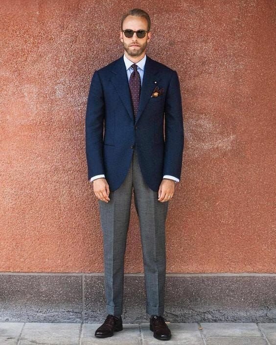 Blue Sport Coat Grey Pants