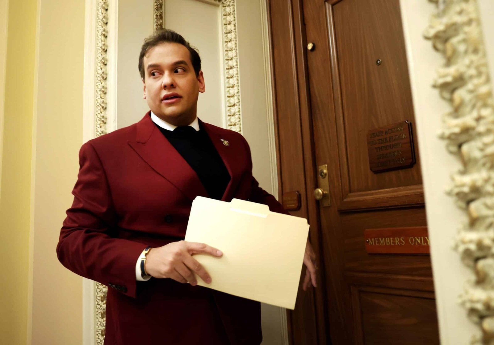 Photo: Representative George Santos enters the Chamber Republican Tranacle in the Capitol, on November 28, 2023.