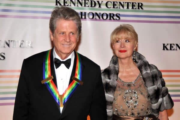 Photo: musician Brian Wilson, Homenoree, and his wife Melinda who arrives at the 30th honors of the Kennedy Center on December 2, 2007 in Washington, DC.